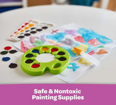 Crayola Watercolor Pop & Paint Palette reusable palette with sponge for quick brush cleanups.