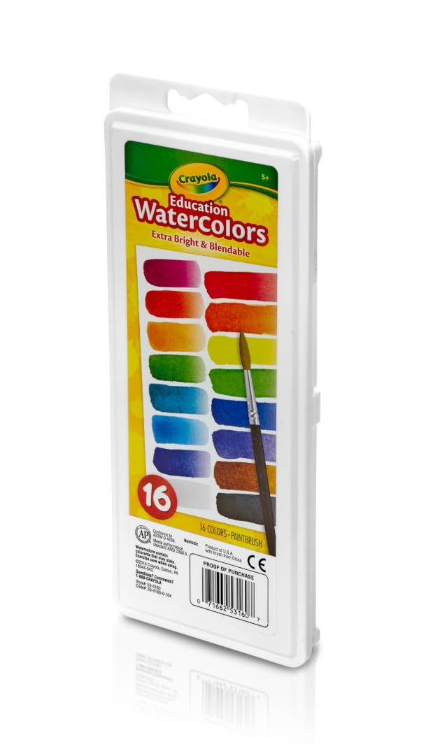 Crayola watercolor set front view showing a portable kit for kids.