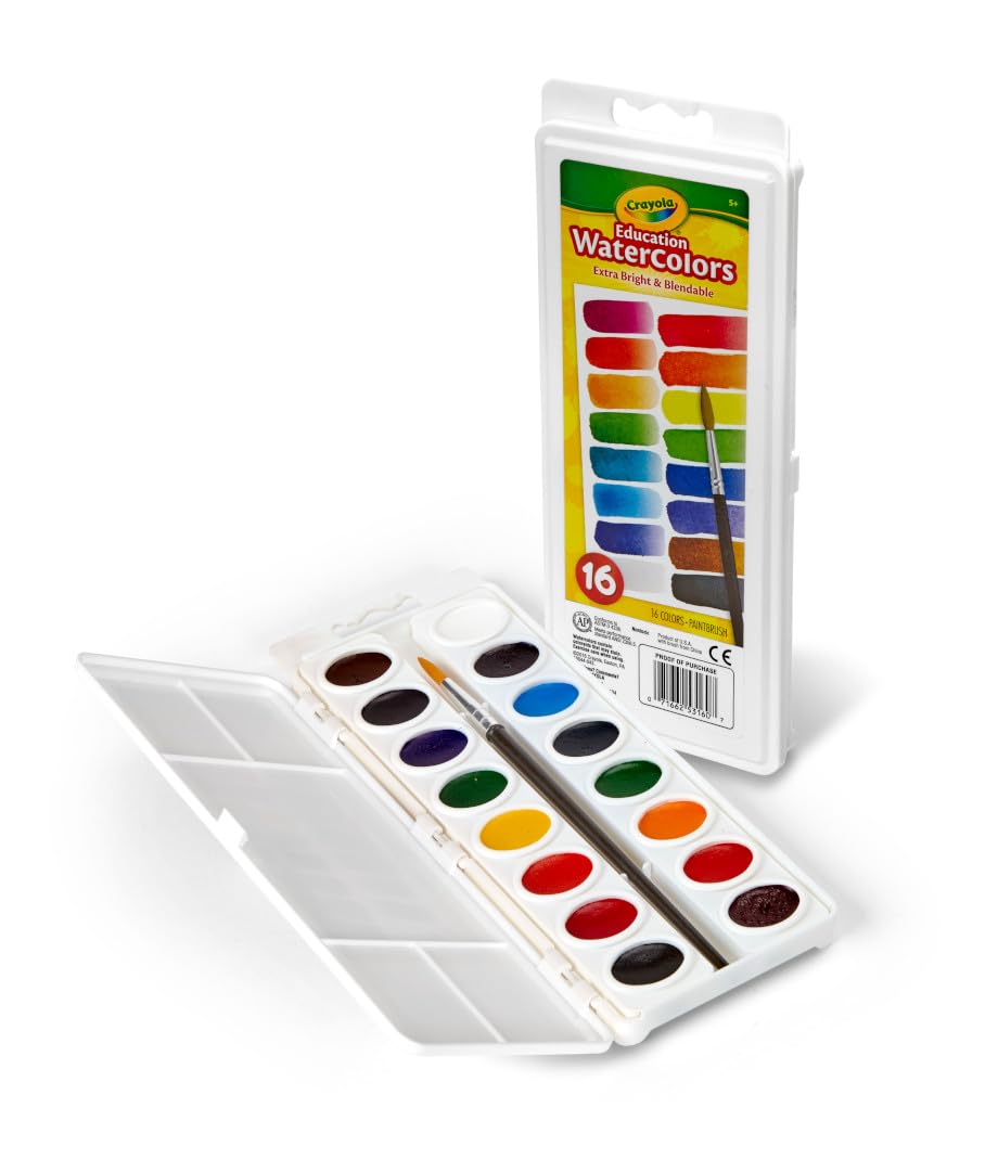 Crayola watercolor paints easy cleanup with soap and water after crafts.