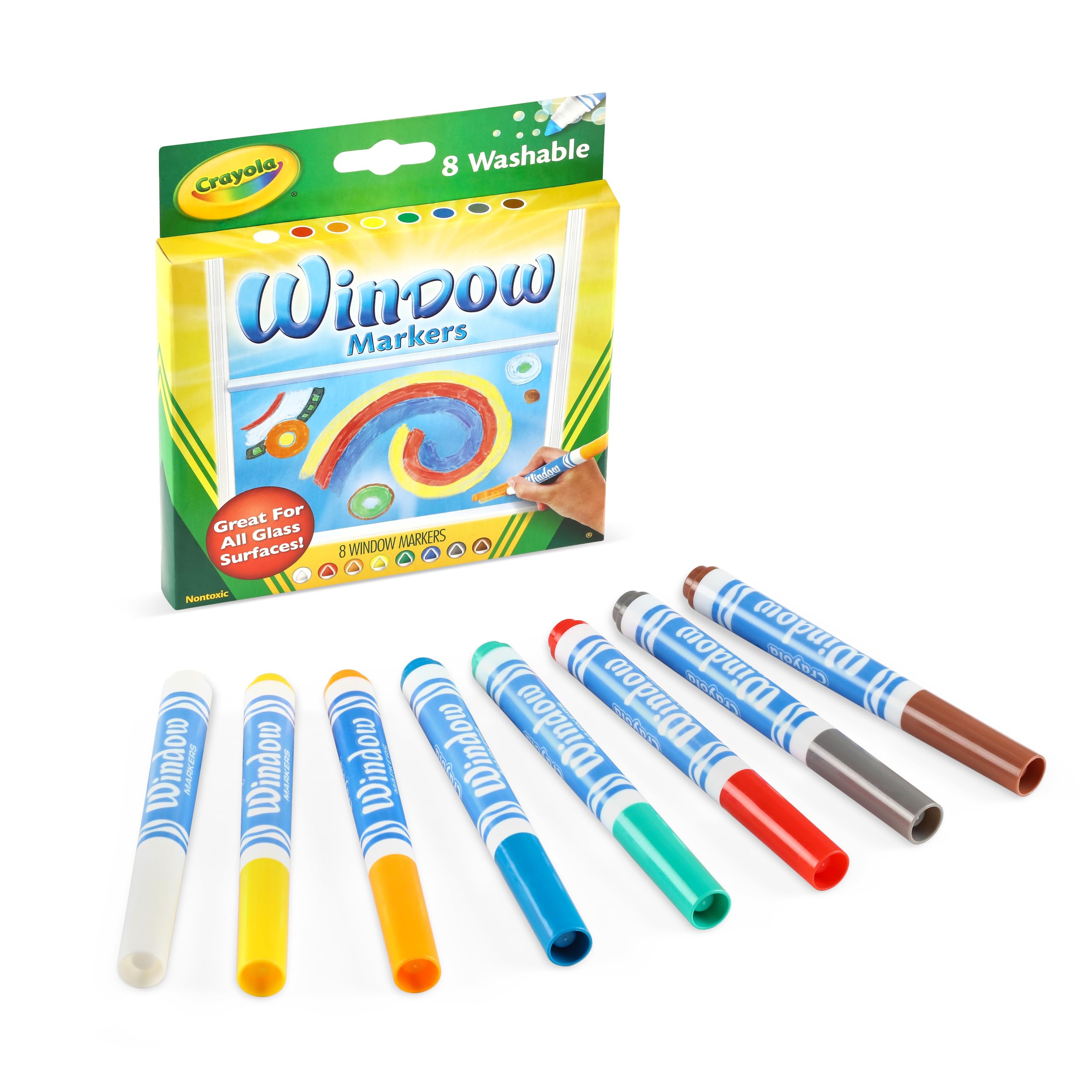 Crayola Window Markers for glass writing on windows and mirrors; vibrant, erasable ink