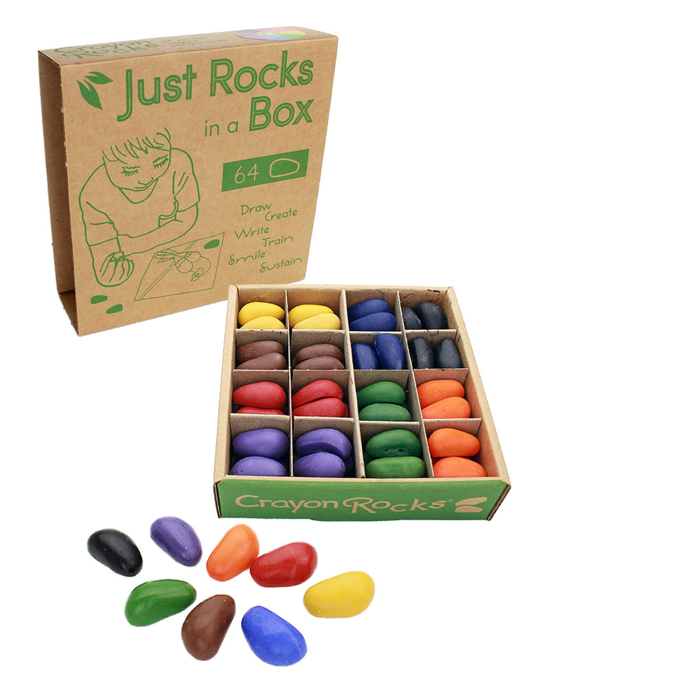 Crayon Rocks Just Rocks box promotes handwriting skill development.