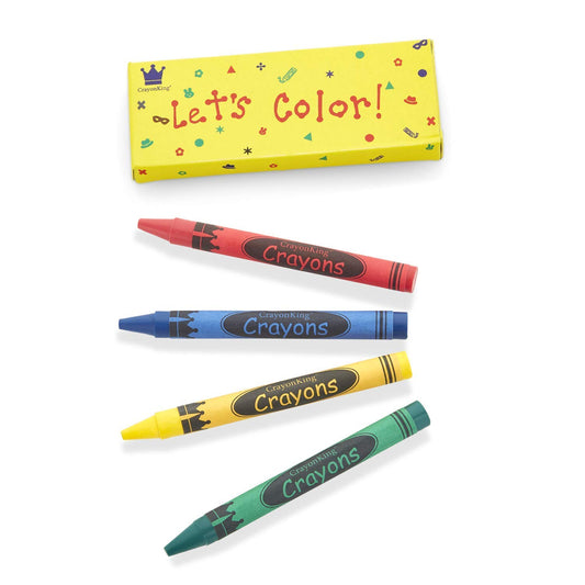 CrayonKing box front view showing 150 four-crayon sets for easy gifting