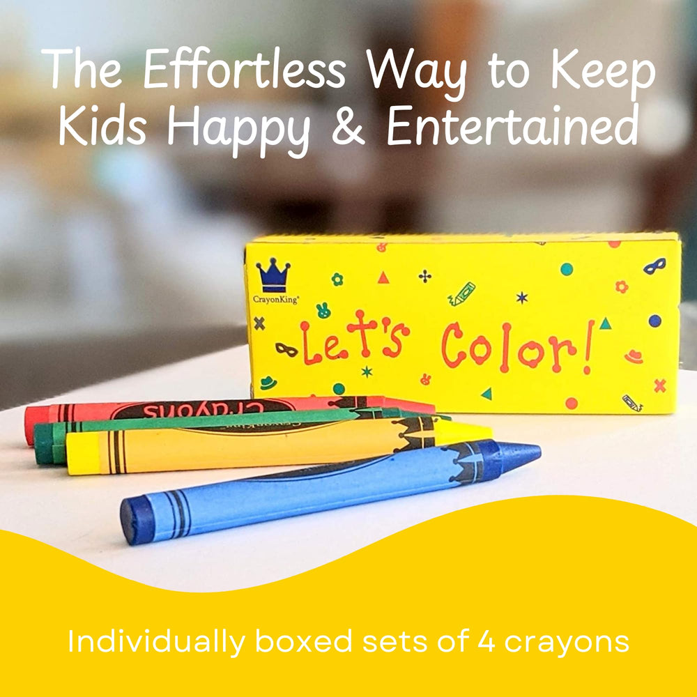 CrayonKing 25 boxed sets of four crayons highlight quick access for busy teachers.