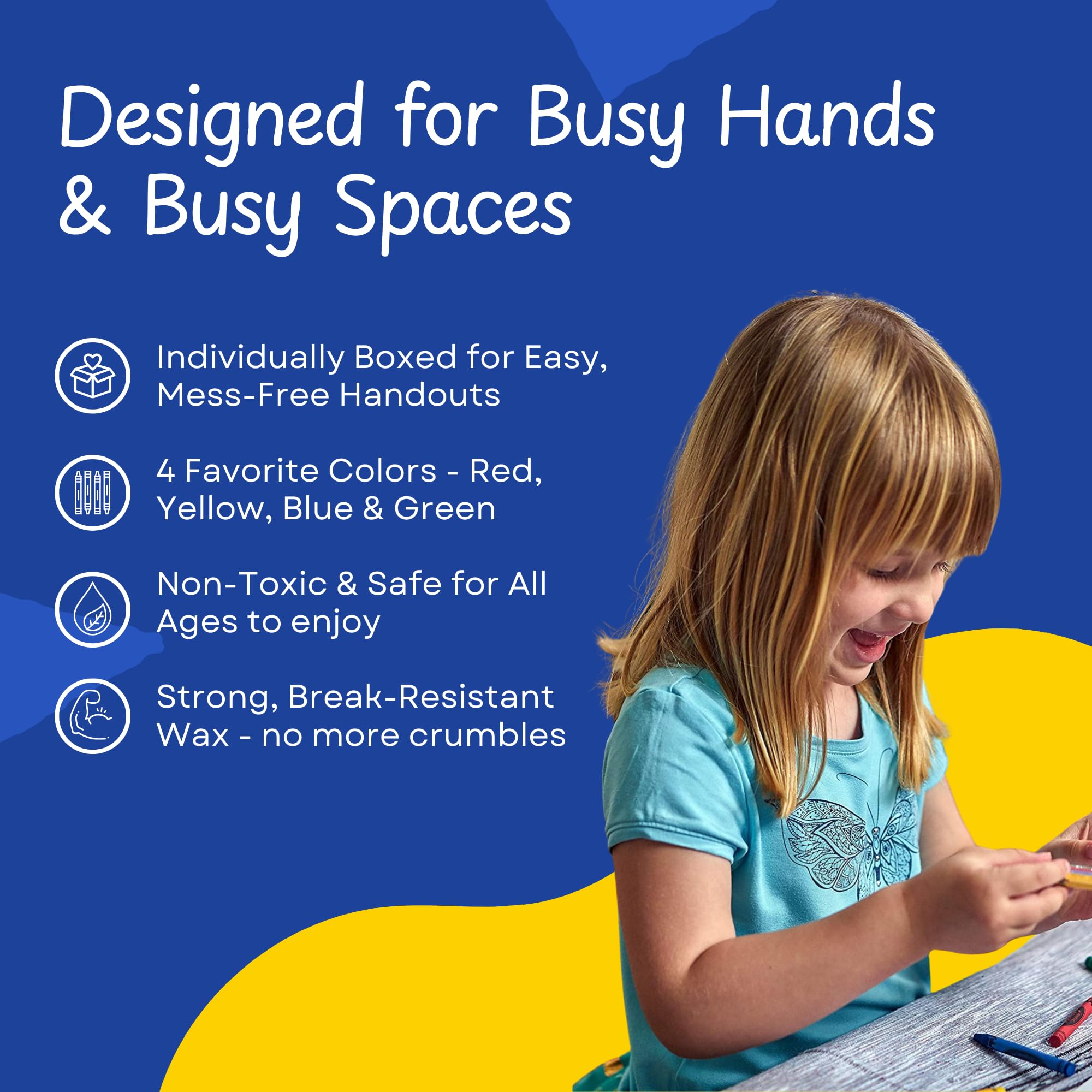 CrayonKing compact four-pack crayons fit little hands for smooth coloring.