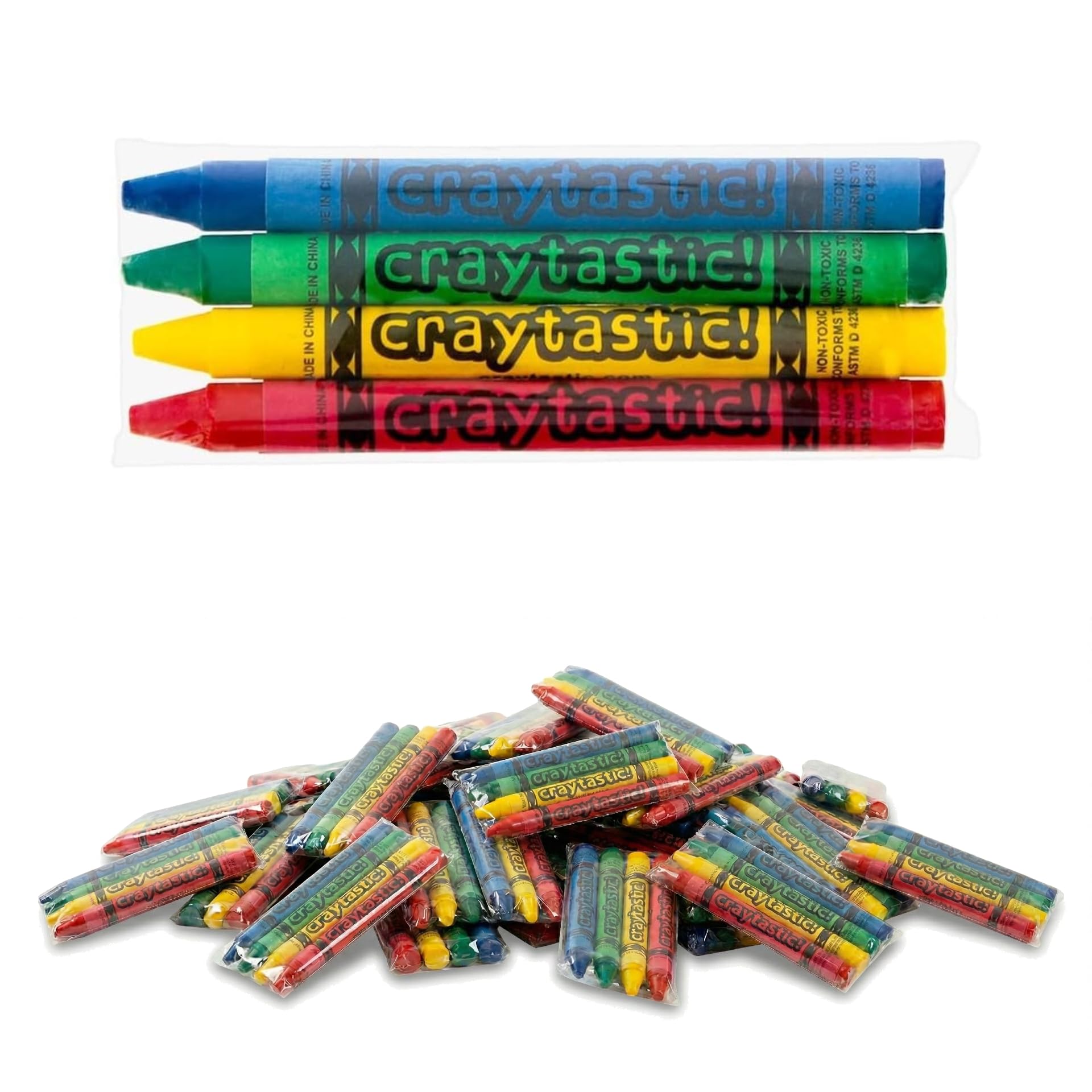 Craytastic bulk crayons 4-pack, 100-count box for classrooms