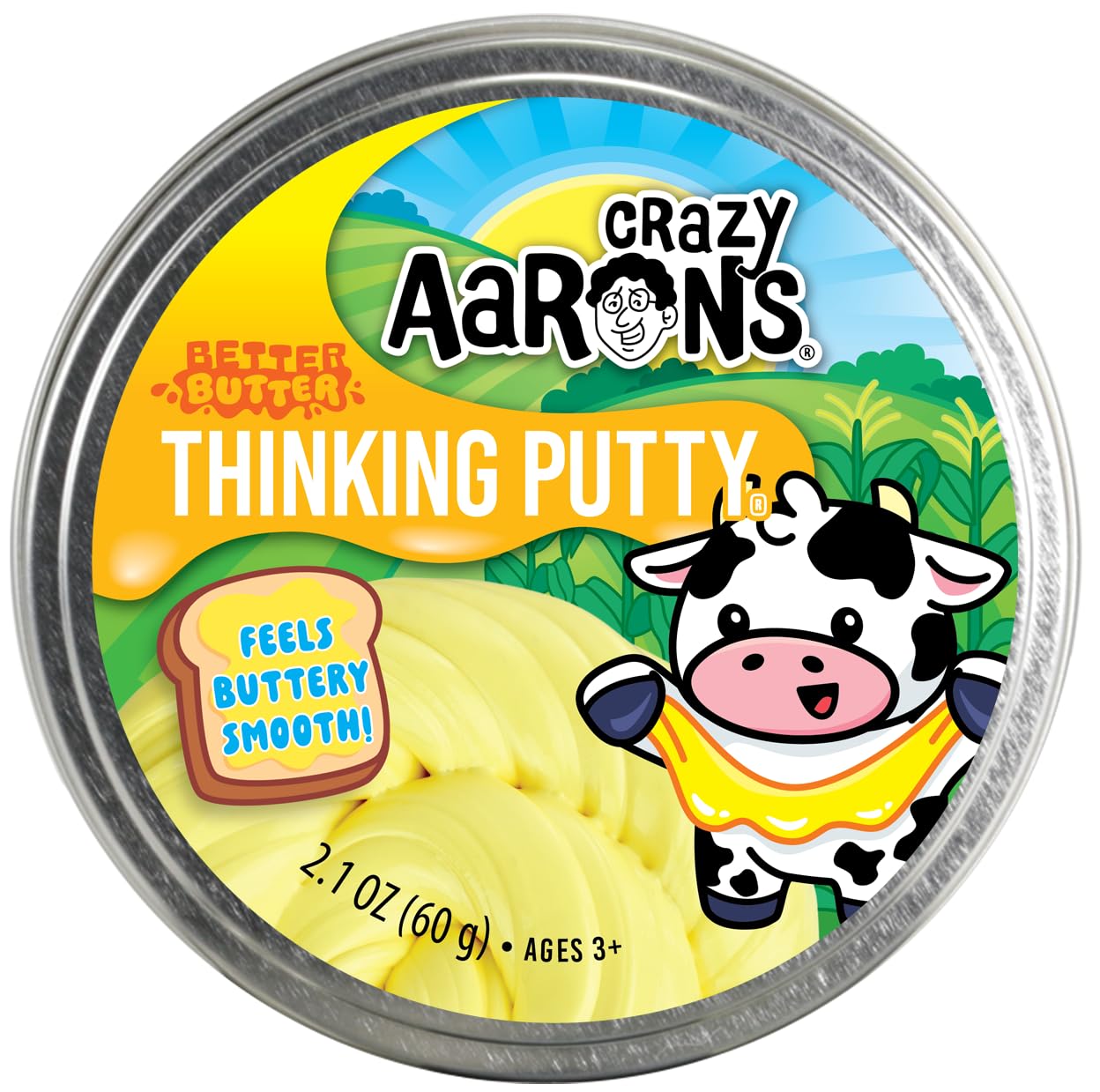 Crazy Aaron's Better Butter Thinking Putty close-up texture shows creamy, buttery consistency for tactile play.