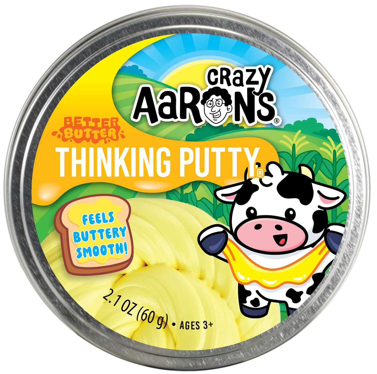 Crazy Aaron's Better Butter Thinking Putty close-up texture shows creamy, buttery consistency for tactile play.