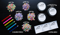Crazy Aaron's kit includes six colored pencils for design accents.