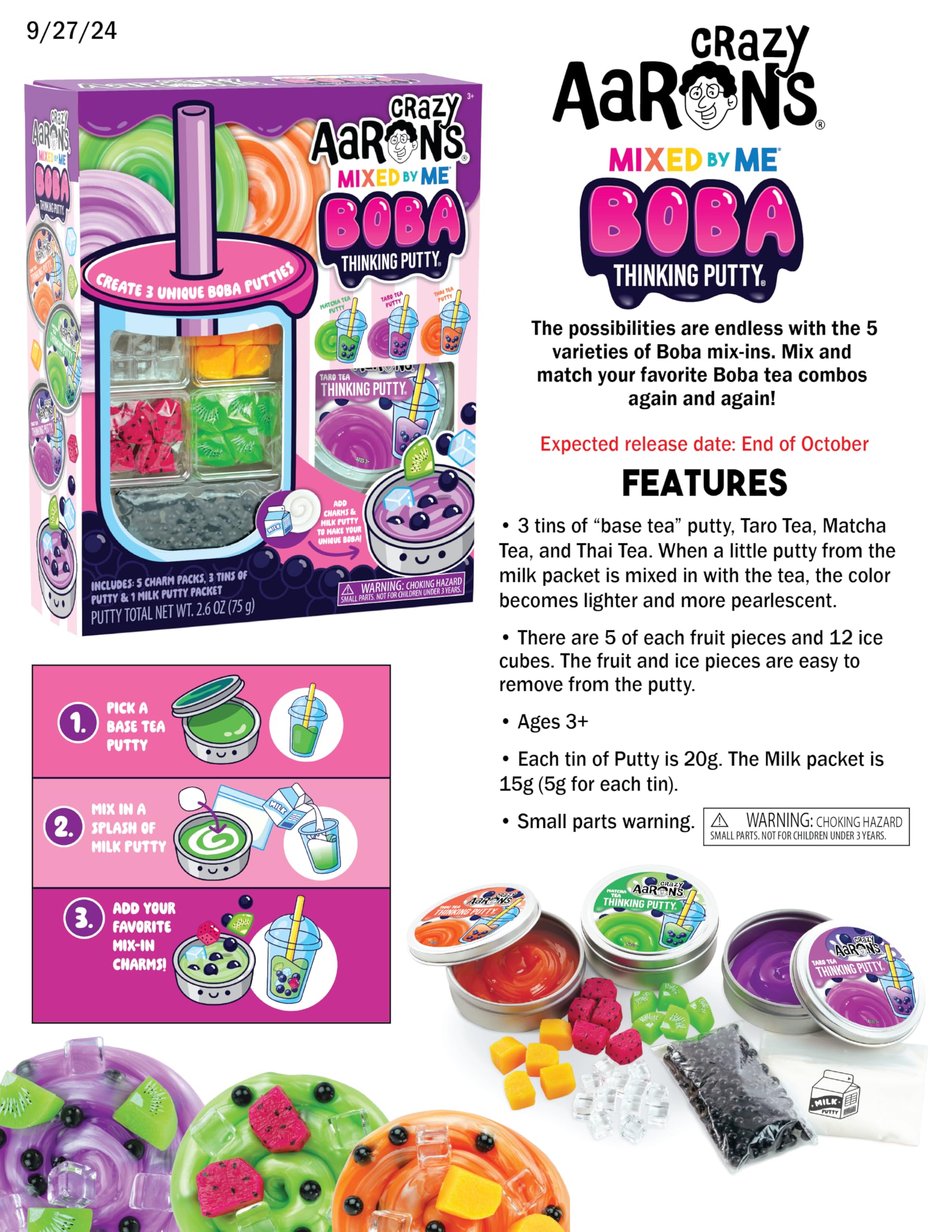 Crazy Aaron's kit charm packs for personalized Boba putties