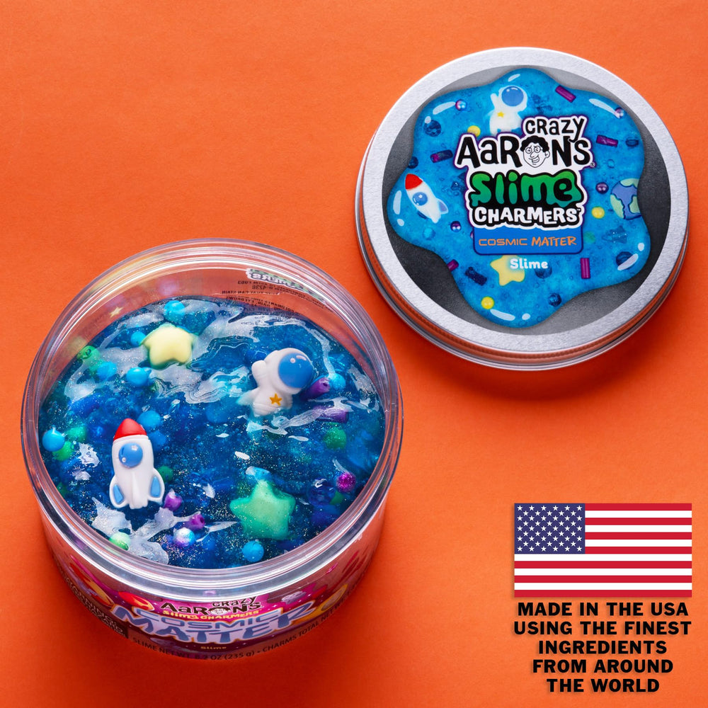 Crazy Aaron's Cosmic Matter blue water slime inspires imaginative play for kids ages 3+