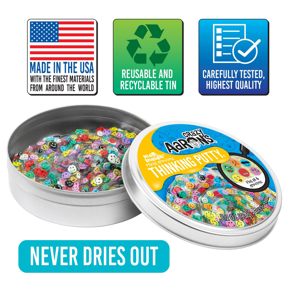 Crazy Aaron's Thinking Putty suitable for ages 3 plus, safe for curious hands