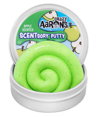 Crazy Aaron's Thinking Putty Crisp Apple in a green 4-inch tin for portable sensory play.