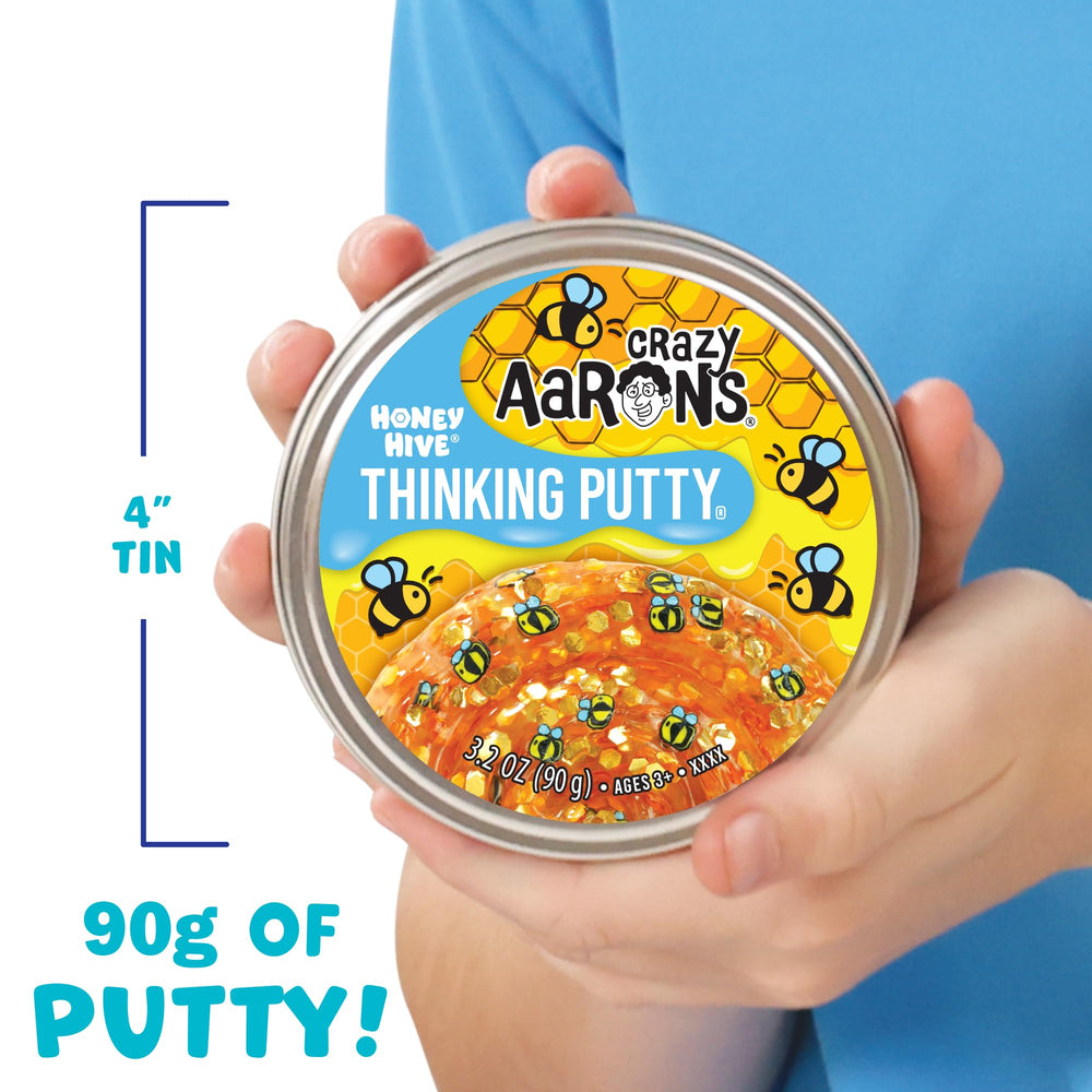 Crazy Aaron's Thinking Putty Honey Hive packaging ready for use.