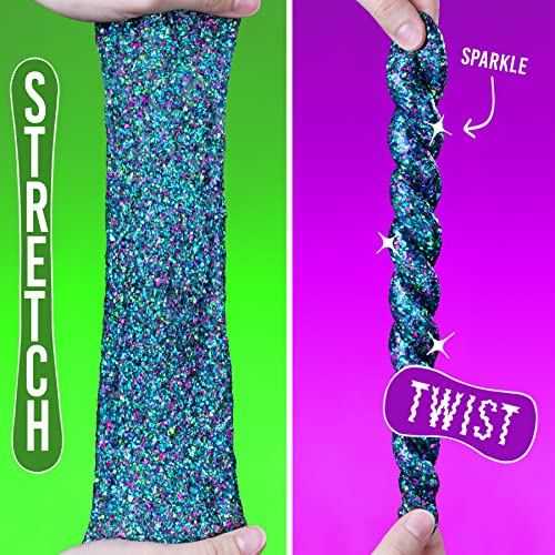Crazy Aaron's Thinking Putty Playful Puppy glitter swirls in green, purple, and blue for mesmerizing texture.