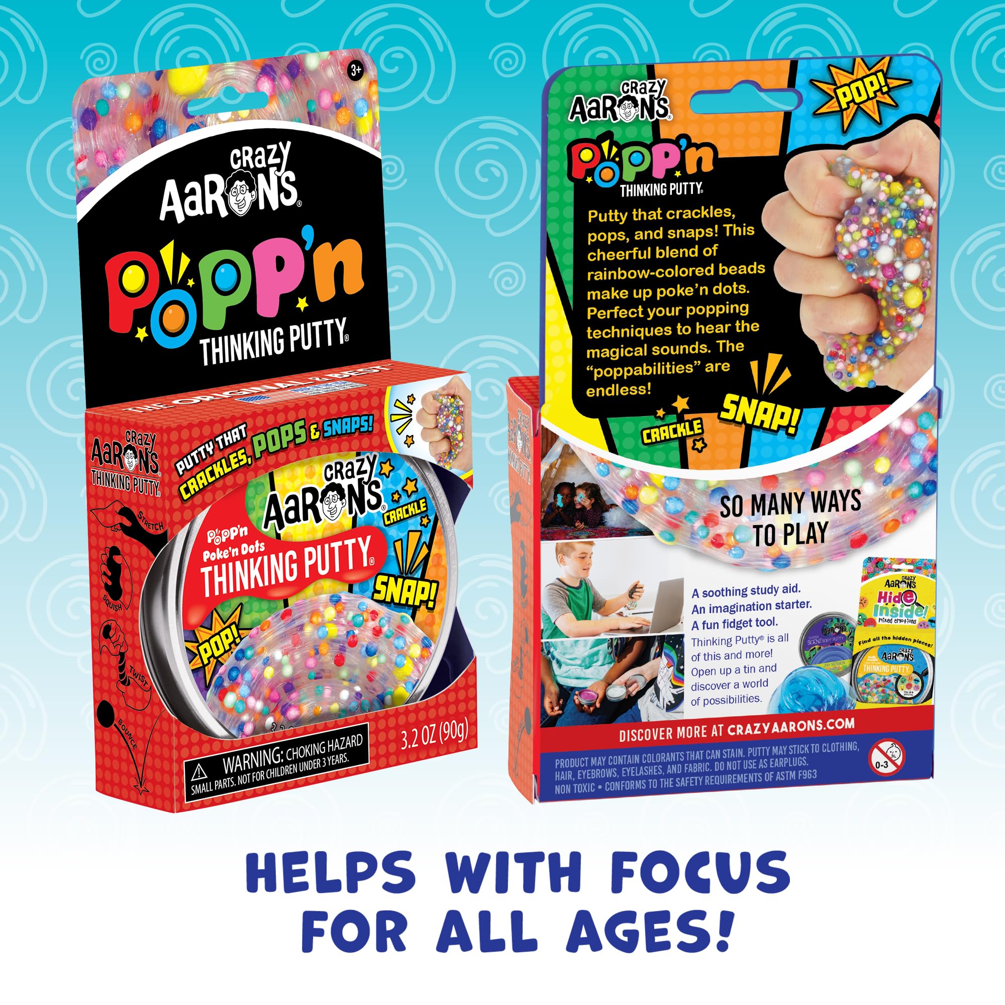 Kids and adults popping beads with Crazy Aaron's Poke N Dots putty.