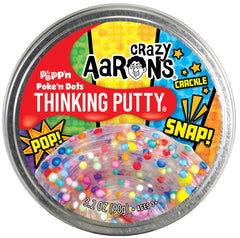 Crazy Aaron's Thinking Putty Poke N Dots tin front view for tactile creativity.