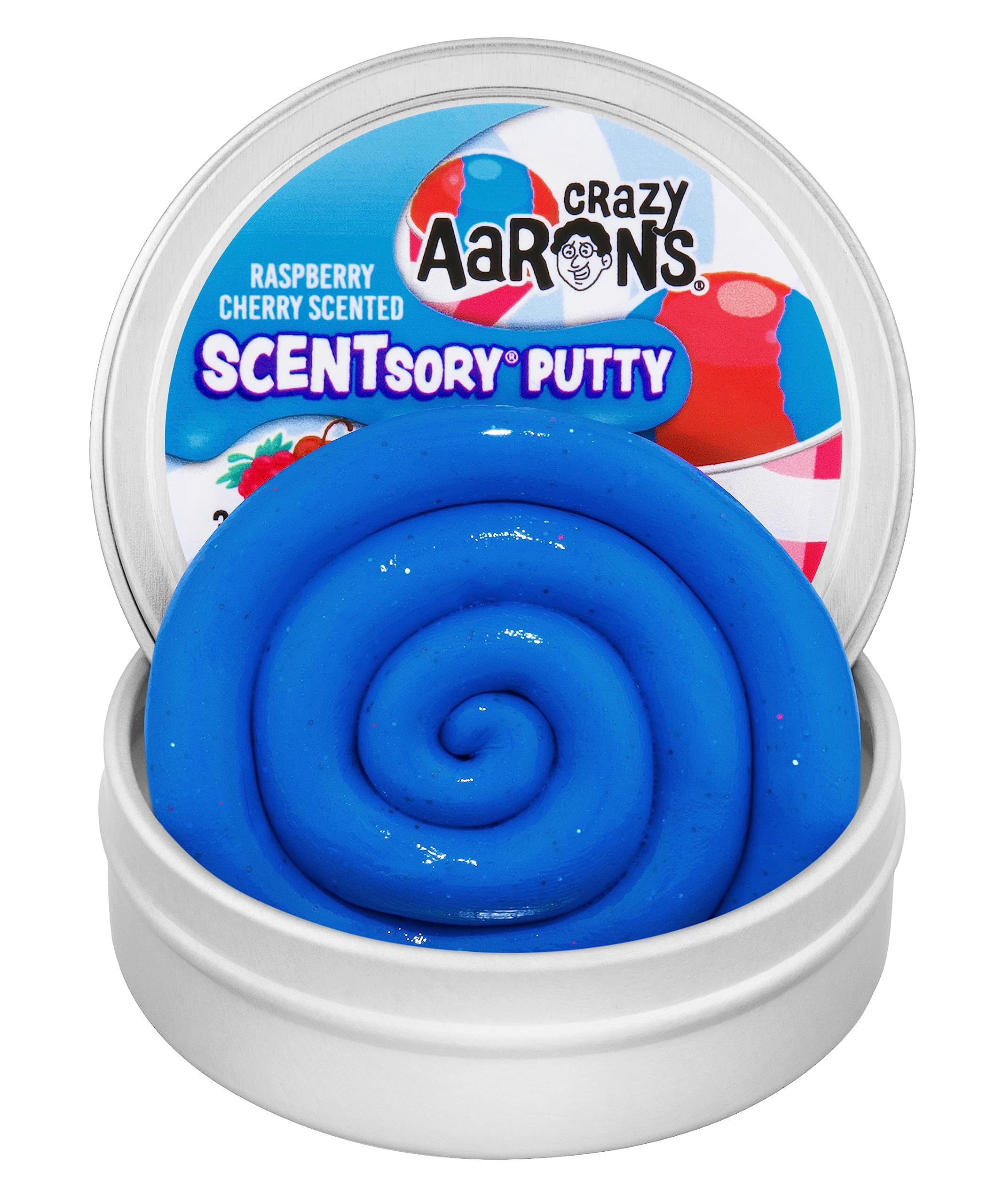 Crazy Aaron's Snow Cone putty in blue swirl for creative play.