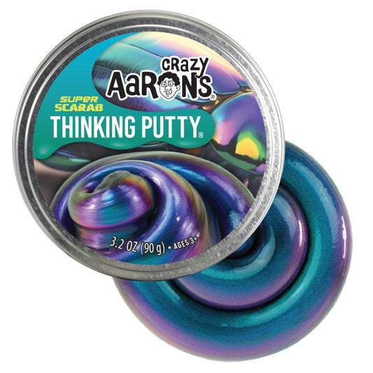 Crazy Aaron's Thinking Putty Super Scarab tin with color-shifting tones for focus and calm
