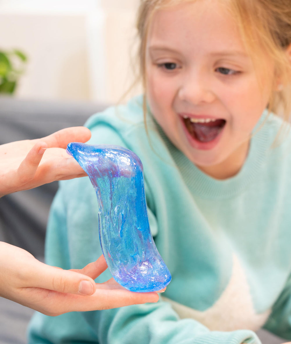 Crazy Aaron's Thinking Putty transparent closeup highlights tactile clarity for hands-on play