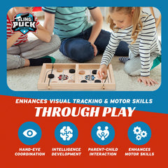 Crazy Games durable-puck-pieces-wood image emphasizing sturdy components built for repeated use
