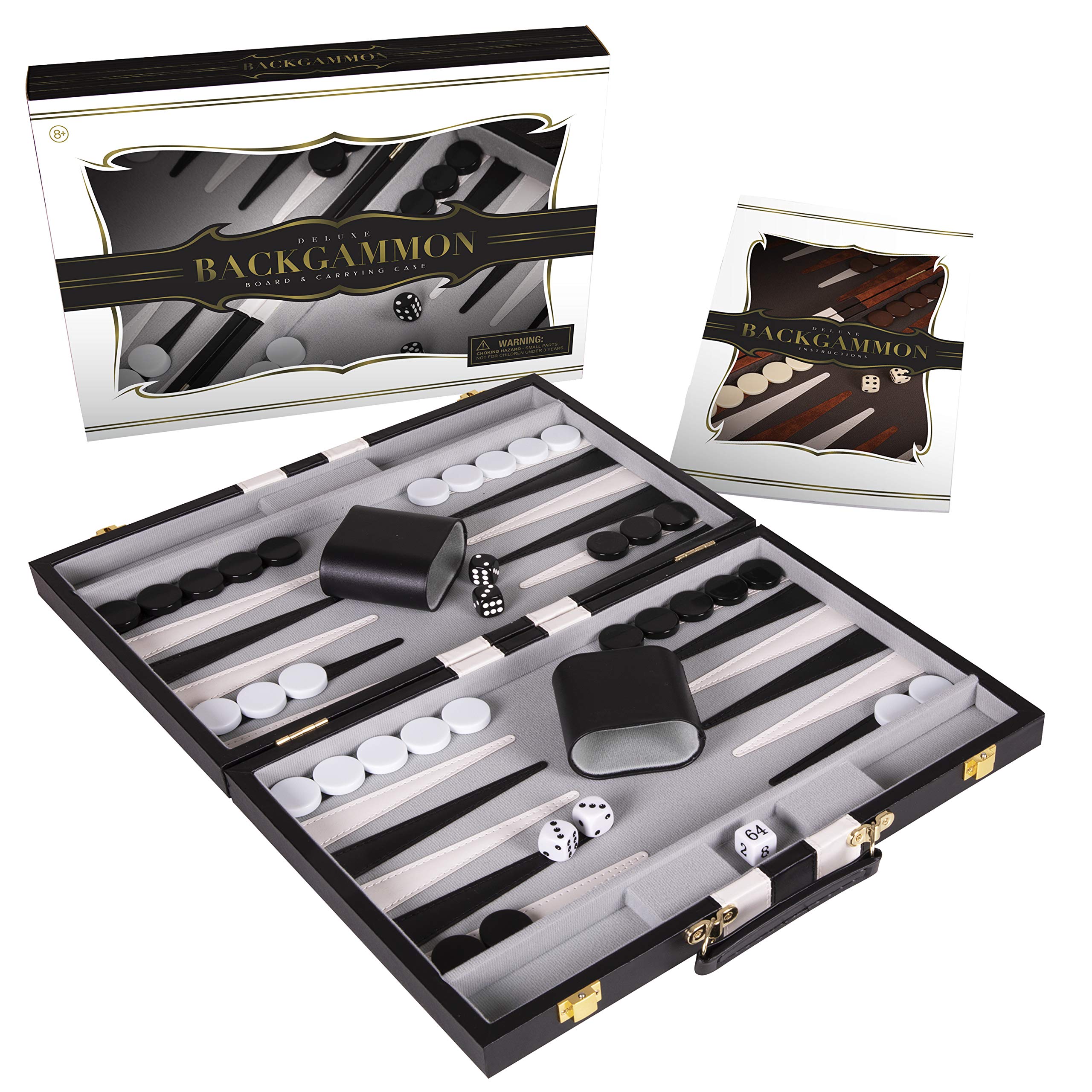Crazy Games premium backgammon board closed for portable travel and easy carrying