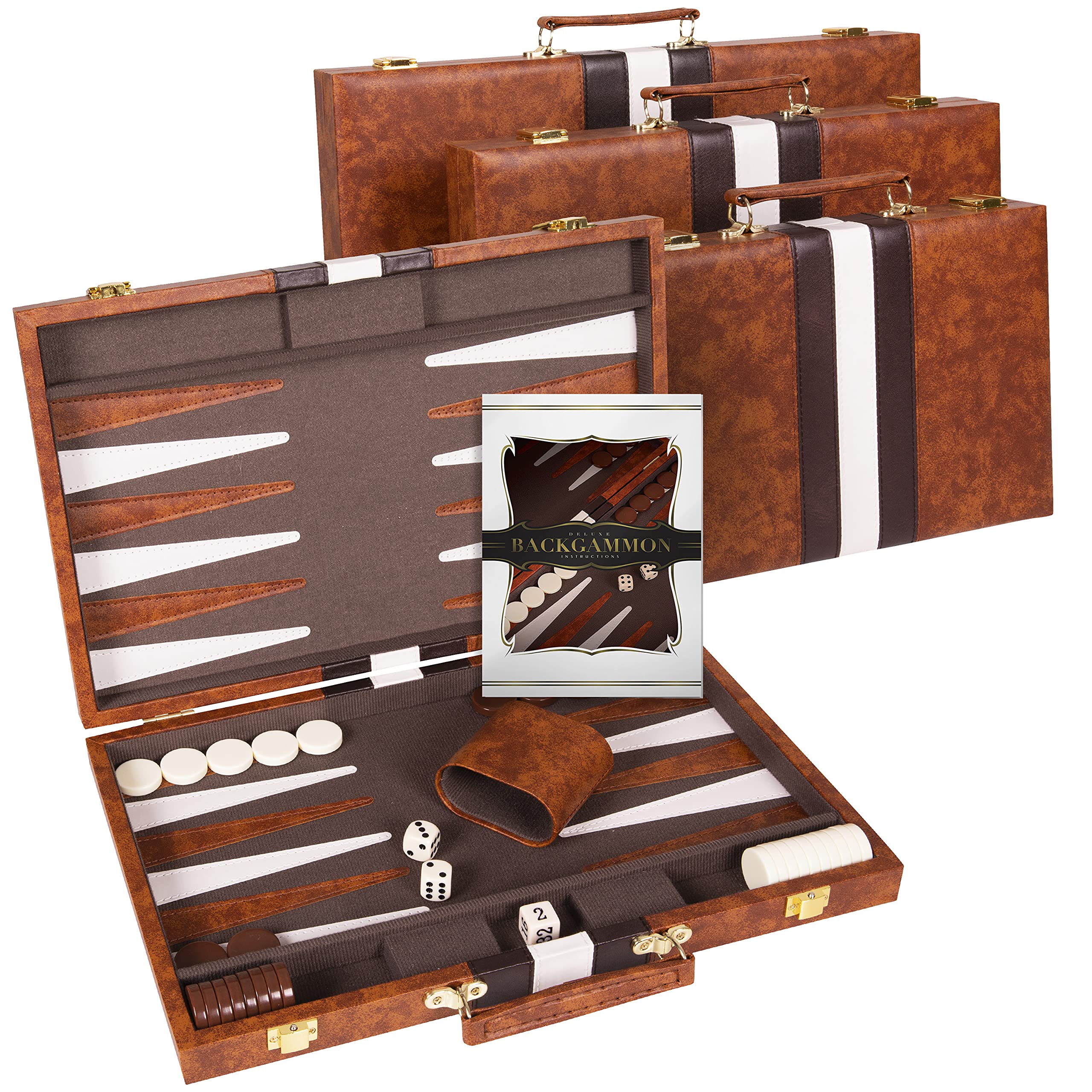 Strategy guide included with Crazy Games backgammon set for tactic ideas.