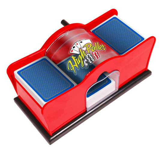 Crazy Games red manual card shuffler hand crank with smooth operation