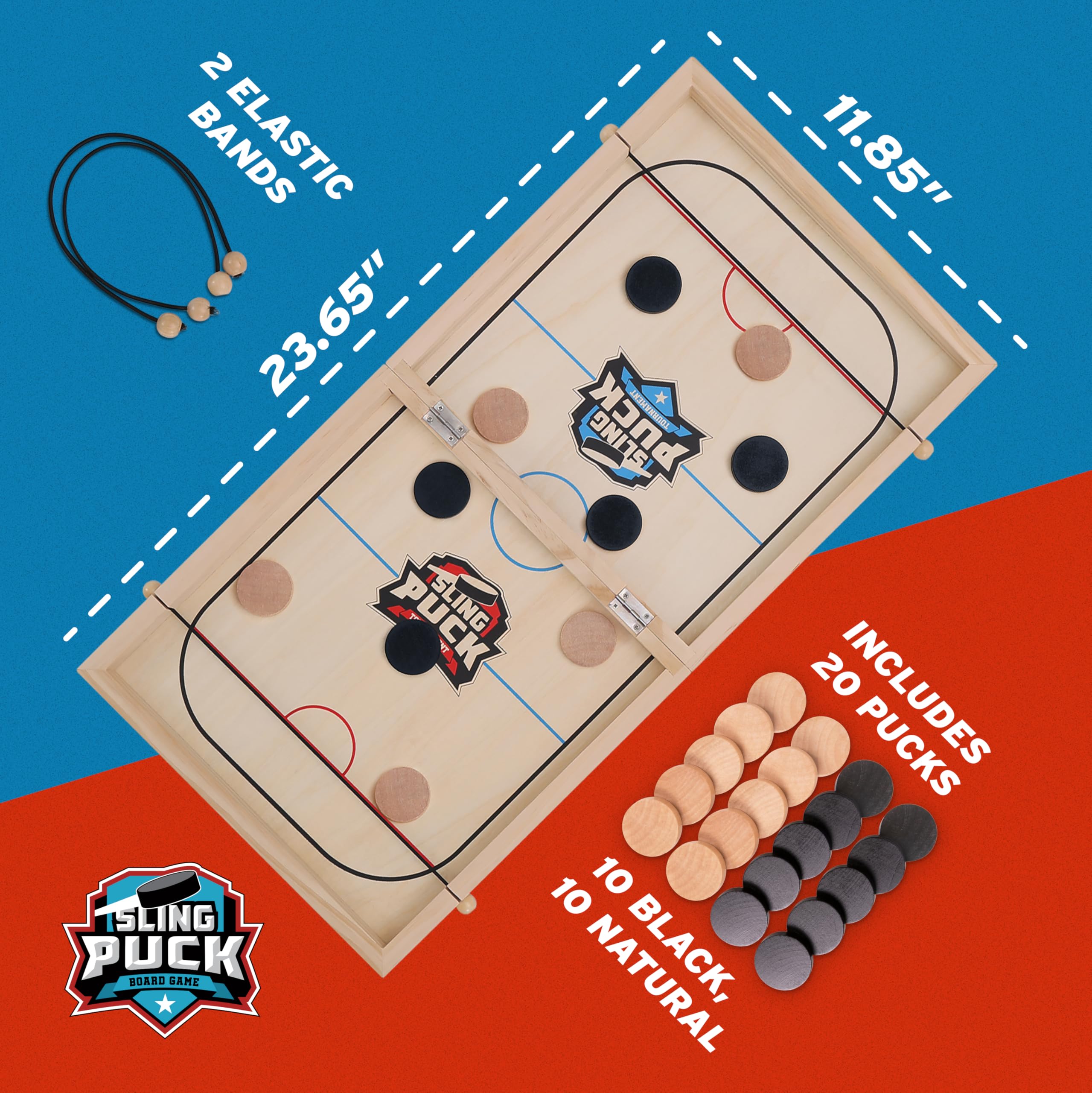 Crazy Games table top hockey action with portable setup and storage.