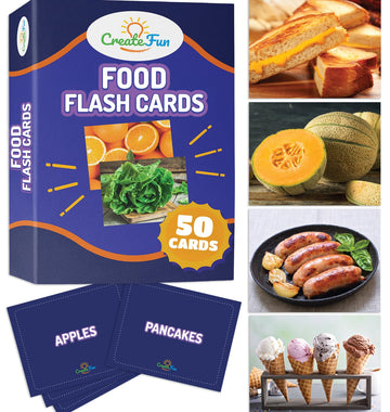 CreateFun fruits flash cards for kids to identify fruits and spark healthy eating curiosity.