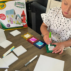 CreateOn Crayola Doodle Magnetic Tiles storage case keeps play organized.