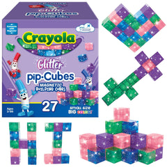 CreateOn Crayola Glitter PIP Cubes assembly showcases vibrant magnets fueling imaginative play.