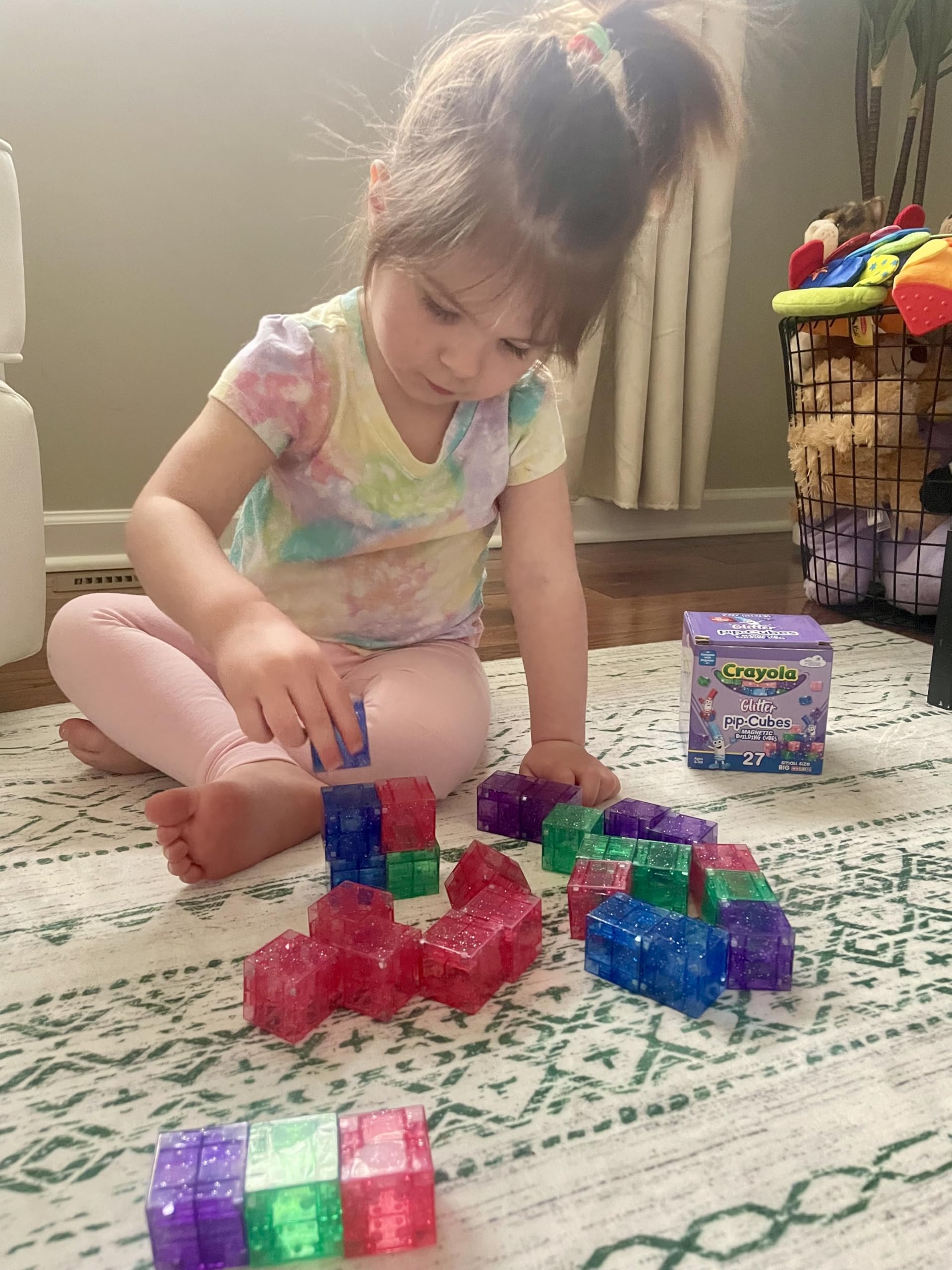 CreateOn Crayola Glitter PIP Cubes colorful blocks invite open-ended exploration and creative storytelling.