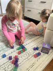 CreateOn Crayola Glitter PIP Cubes STEM-friendly learning through shapes and spatial awareness.