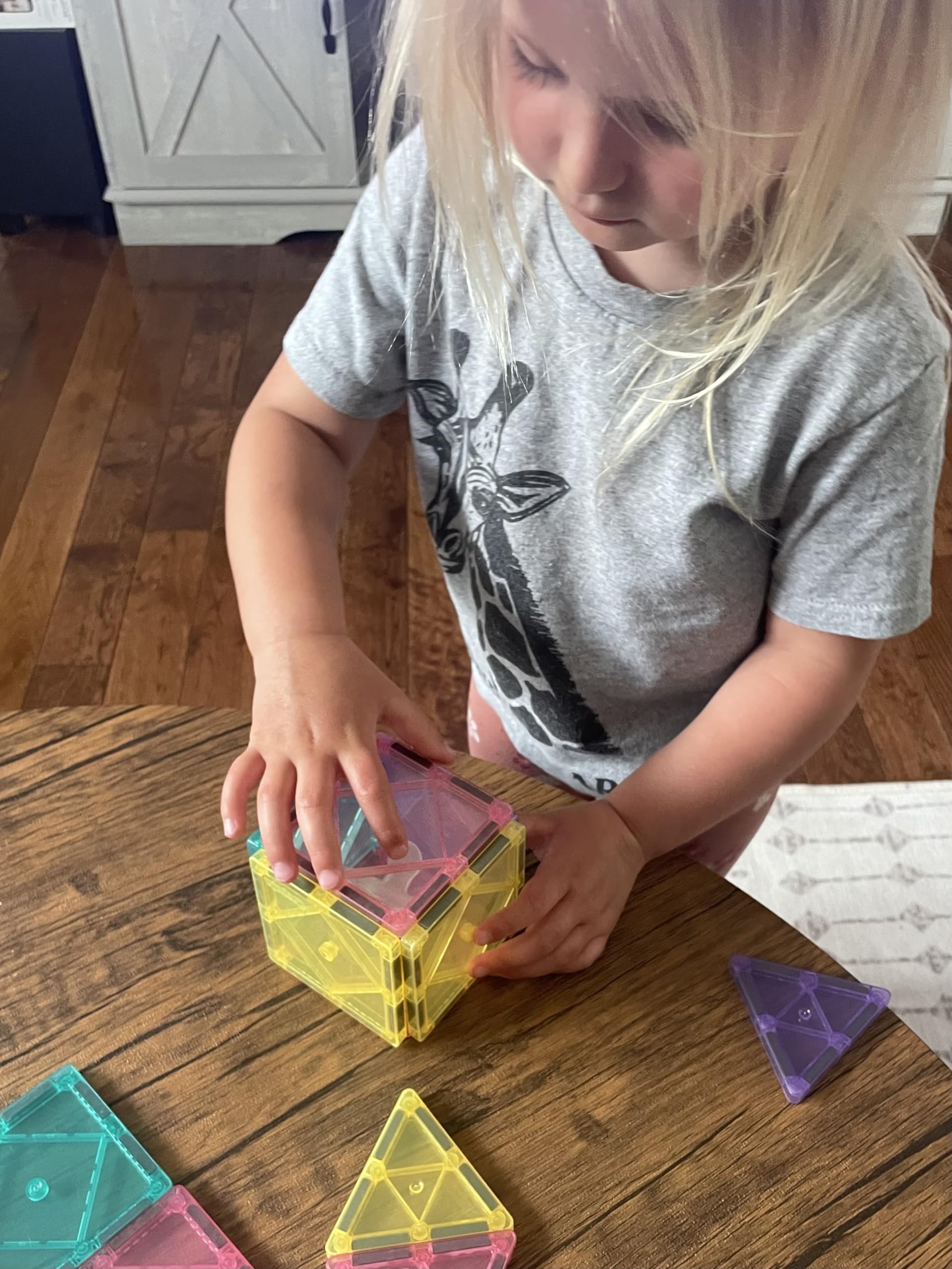 CreateOn Crayola magnetic tiles interconnected pieces support fine motor skills.
