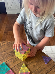 CreateOn Crayola magnetic tiles interconnected pieces support fine motor skills.