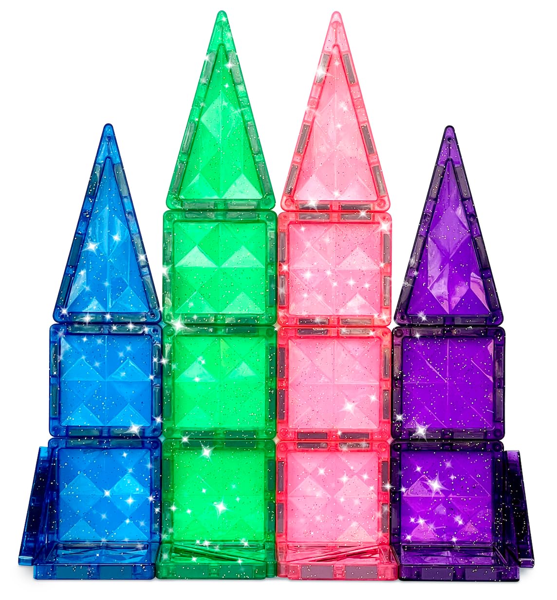 Kids building with glitter tiles from Crayola PIP-Tiles during family travel.