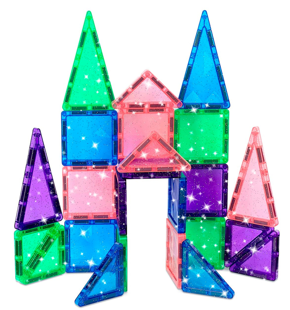 Compact travel-friendly Crayola PIP-Tiles with glitter finish ready for plane or car play.