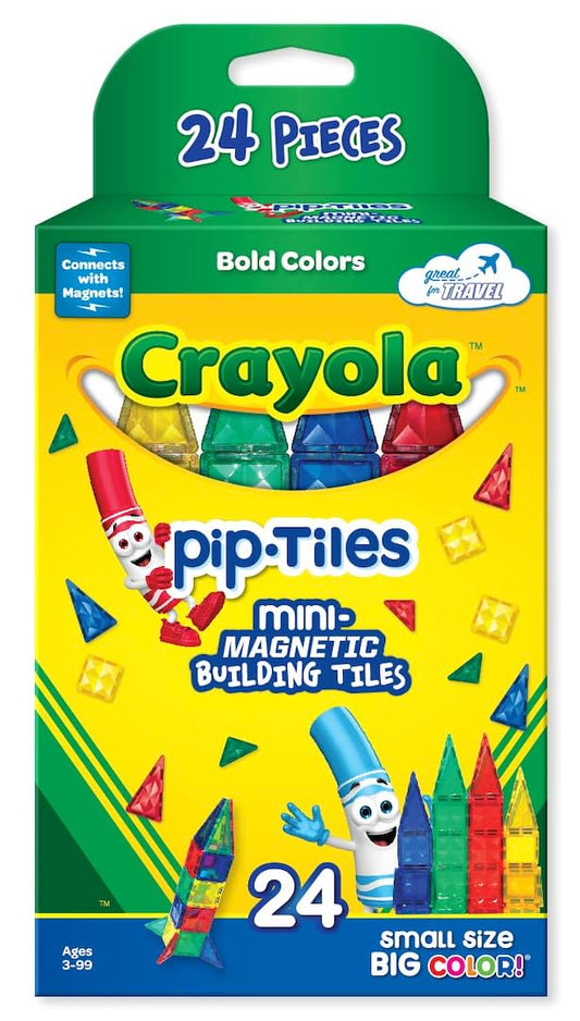 CreateOn Crayola Mini Magnetic PIP-Tiles bright colors engage little hands in tactile play.