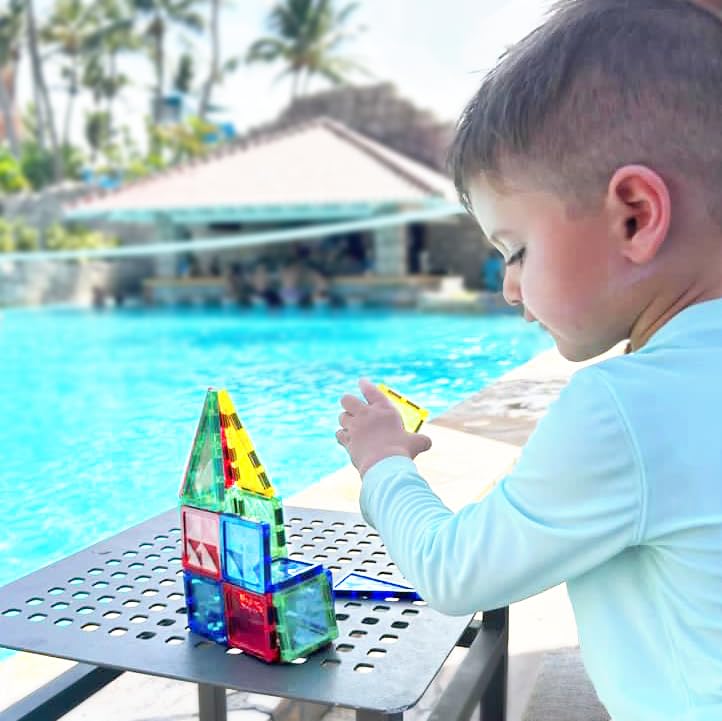 Magnetic tiles connect doodles to numbers for interactive play