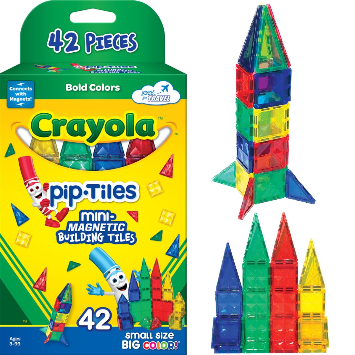 CreateOn Crayola Mini Magnetic PIP-Tiles travel-ready setup for kids