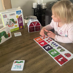 CreateOn Eric Carle tiles 4-piece puzzle side enhances problem solving and fine motor skills.