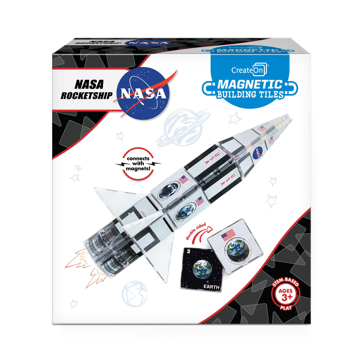 CreateOn NASA Rocketship tiles front view for imaginative play