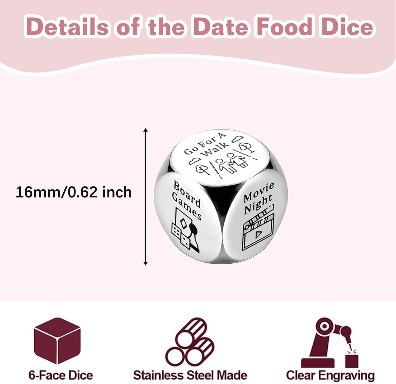 Createreedo valentine's day gift dice closeup shows romantic options