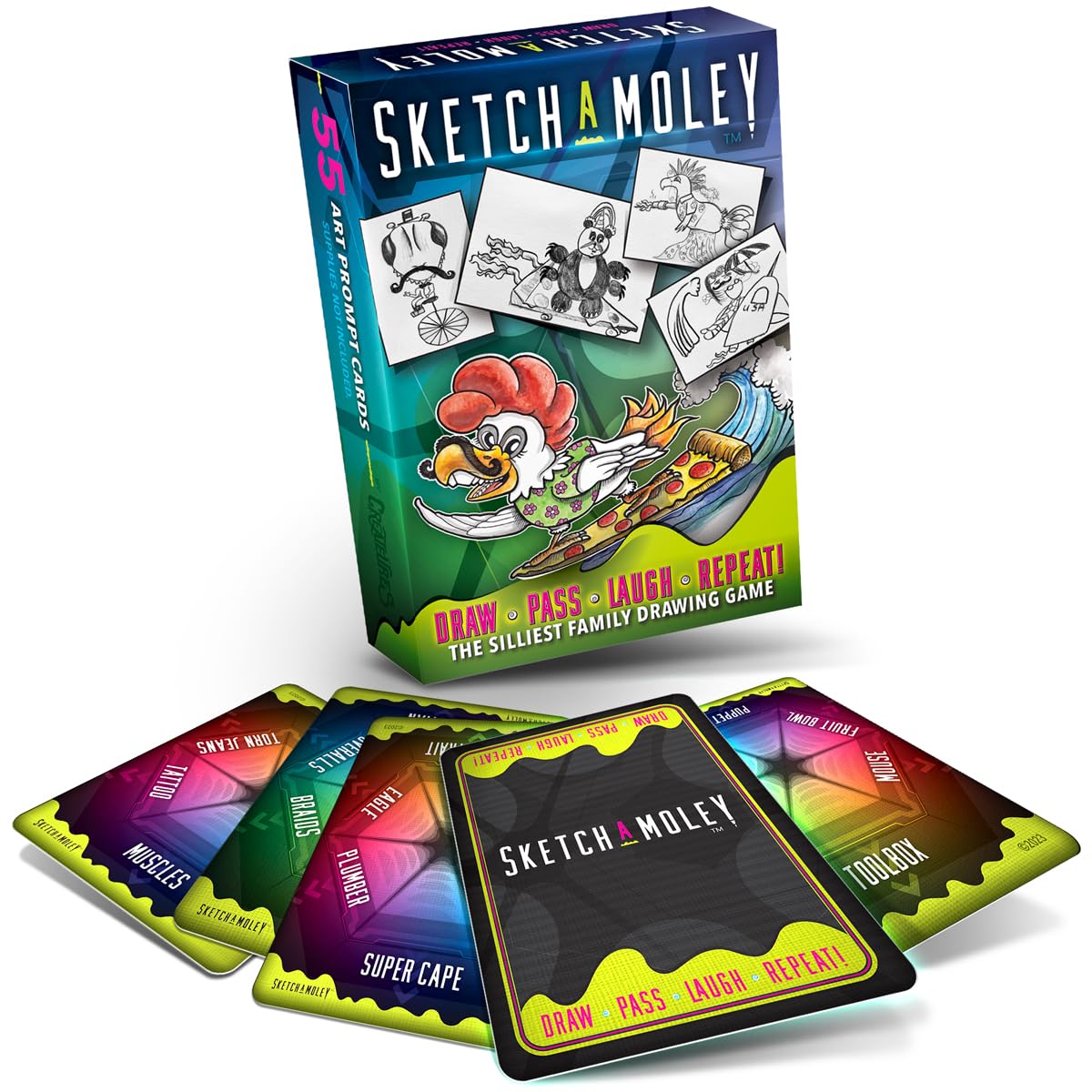 Createures SketchaMoley card prompts boost quick, playful group drawing ideas