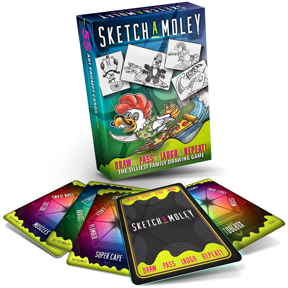 Createures SketchaMoley card prompts boost quick, playful group drawing ideas