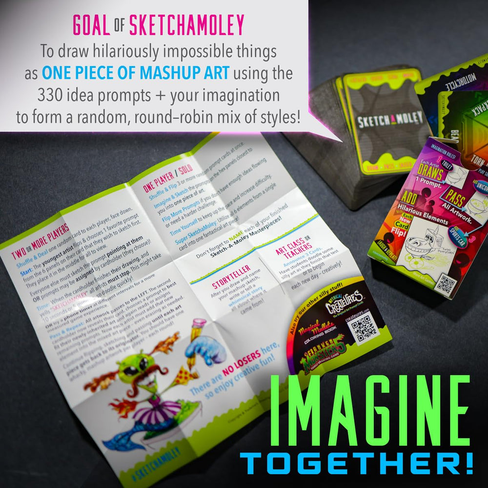 Createures SketchaMoley round robin play encourages collaboration and endless doodles
