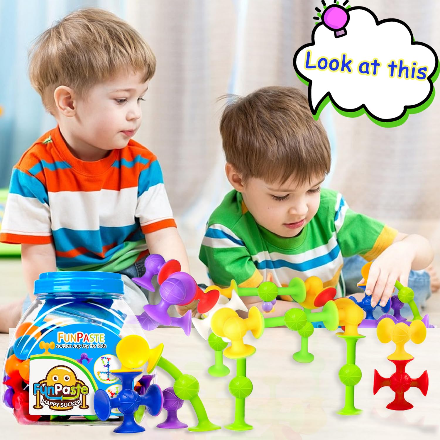 CreateView portable suction toys with handle for easy on-the-go play.