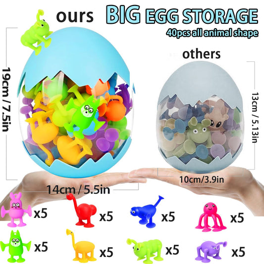 CreateView suction cup bath toys popping softly with each press for motor skill engagement.