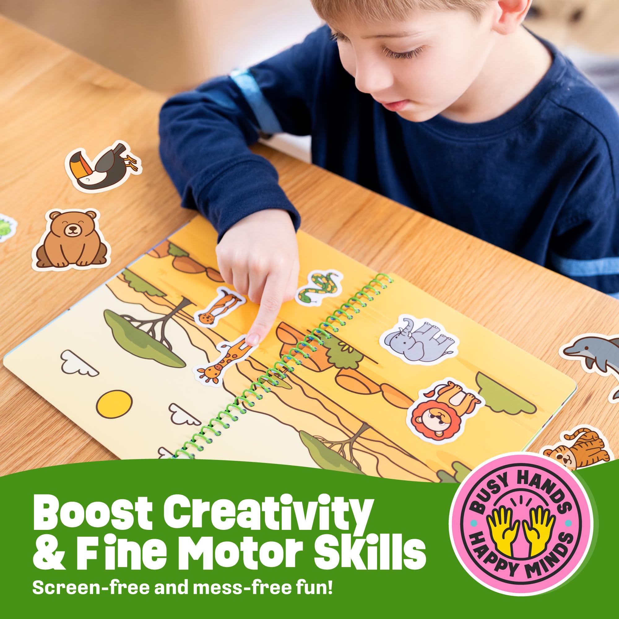 Creative Kiddos interior pages show jelly animal stickers for creative storytelling on the go.
