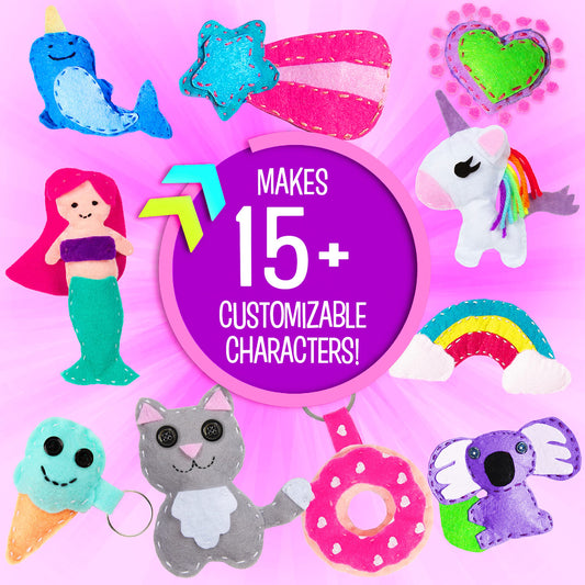 Creative Kids Felt Sewing Kit rainbow panel supports colorful projects.